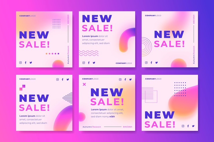 Free Vector gradient instagram sale posts collection