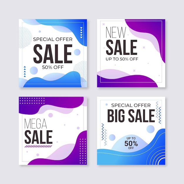 Free vector gradient instagram sale posts collection