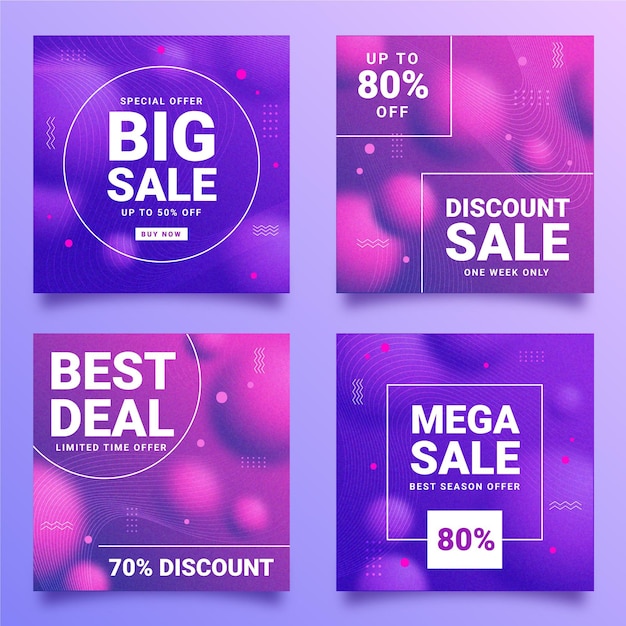 Free vector gradient instagram sale posts collection