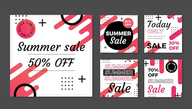 無料ベクター グラデーションインスタグラムセール投稿コレクション