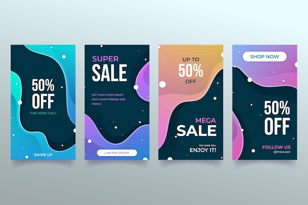 Free vector gradient instagram sale stories collection