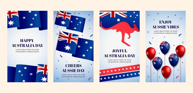 Gradient instagram stories collection for australian national day