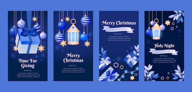 Gradient instagram stories collection for christmas season celebration