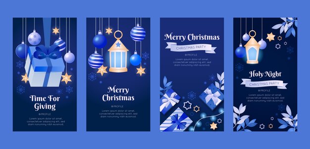 Gradient instagram stories collection for christmas season celebration