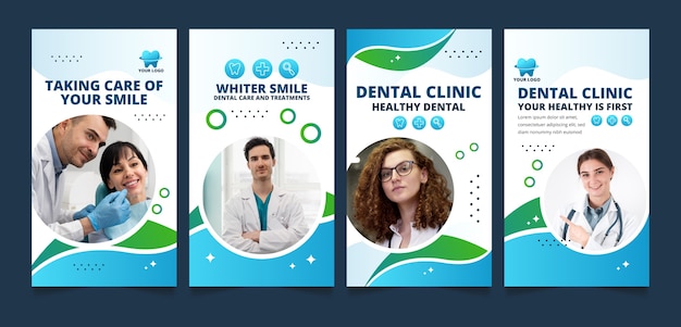 Gradient instagram stories collection for dental clinic business