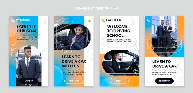 自動車教習所のためのグラデーションのInstagramストーリーコレクション