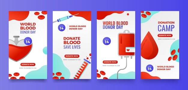 Gradient instagram stories collection for world blood donor day