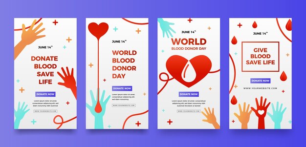 Gradient instagram stories collection for world blood donor day