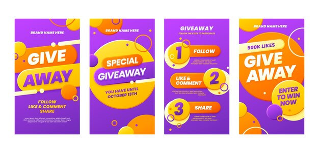 Free vector gradient  instagram stories giveaway template