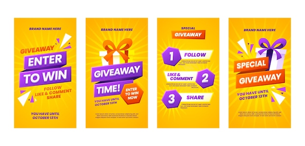 Free vector gradient  instagram stories giveaway template