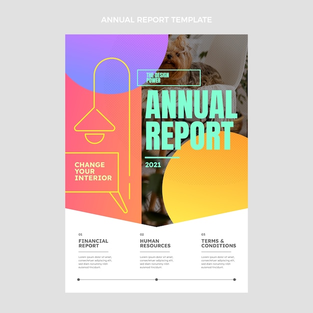 Free vector gradient interior annual report design template