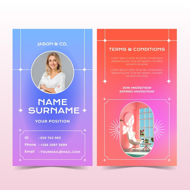 Gradient interior design company id card template