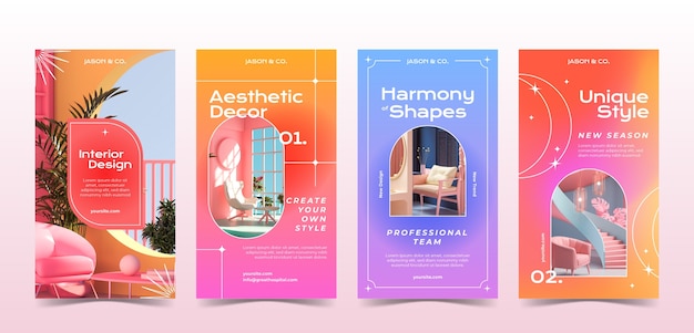 Gradient interior design company instagram stories collection