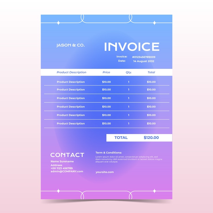 Free Vector gradient interior design company invoice template