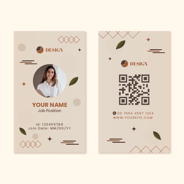 Free vector gradient interior design and home decor id card template