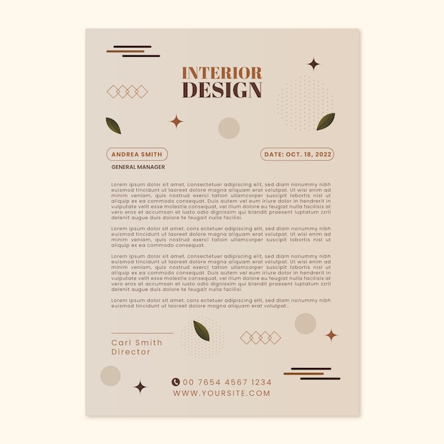 gradient interior design and home decor letterhead template