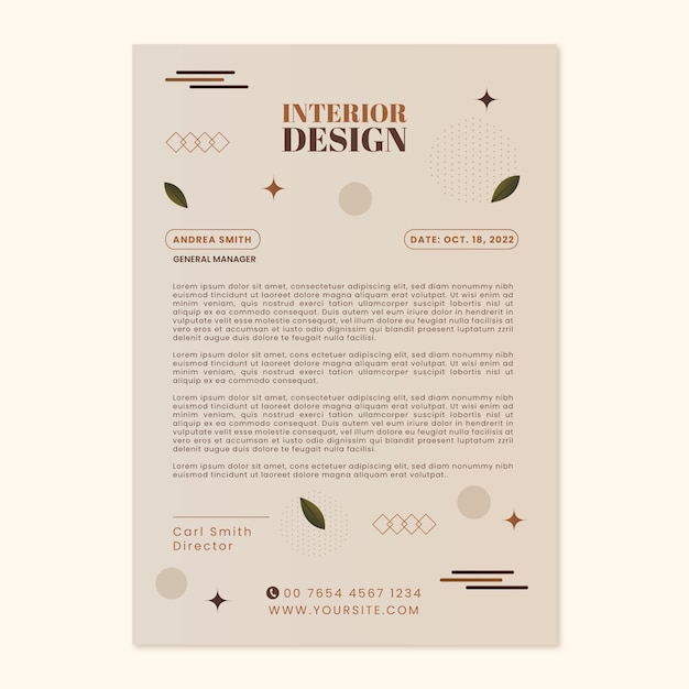 Free vector gradient interior design and home decor letterhead template