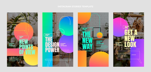 Free vector gradient interior instagram stories template