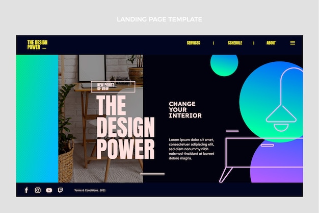 Free vector gradient interior landing page design template