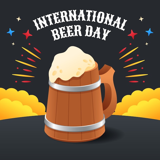 Free vector gradient international beer day illustration