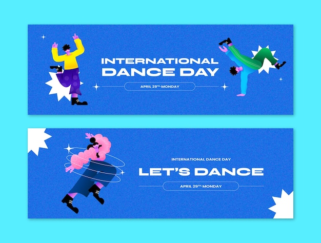 Шаблон горизонтального баннера Международного дня танцев с градиентом