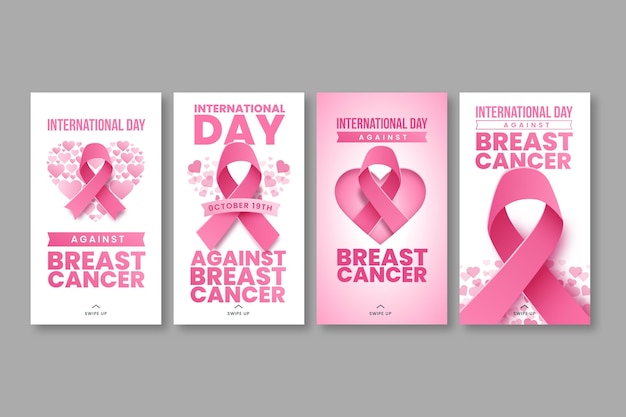 乳がんのインスタグラムストーリーコレクションに対するグラデーション国際デー
