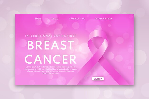 Gradient international day against breast cancer landing page template