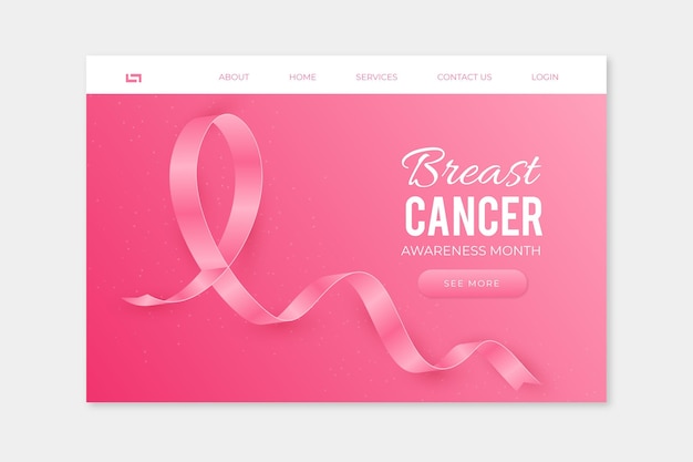 Gradient international day against breast cancer landing page template