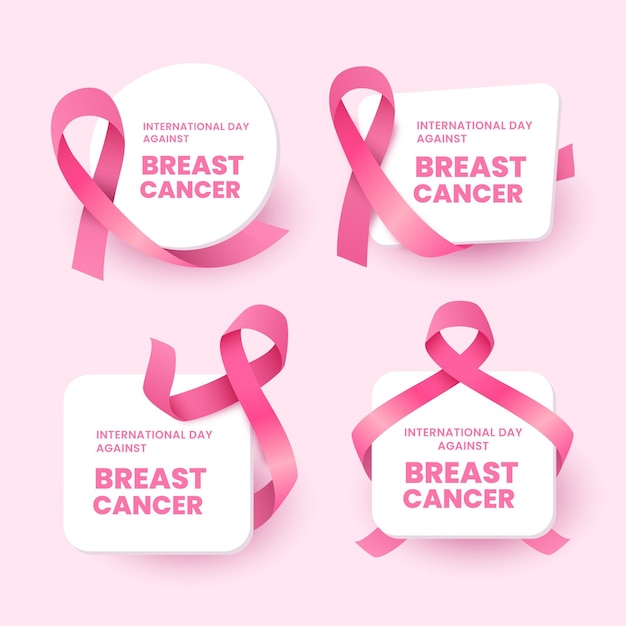 Gradient international day against breast cancer lettering labels collection