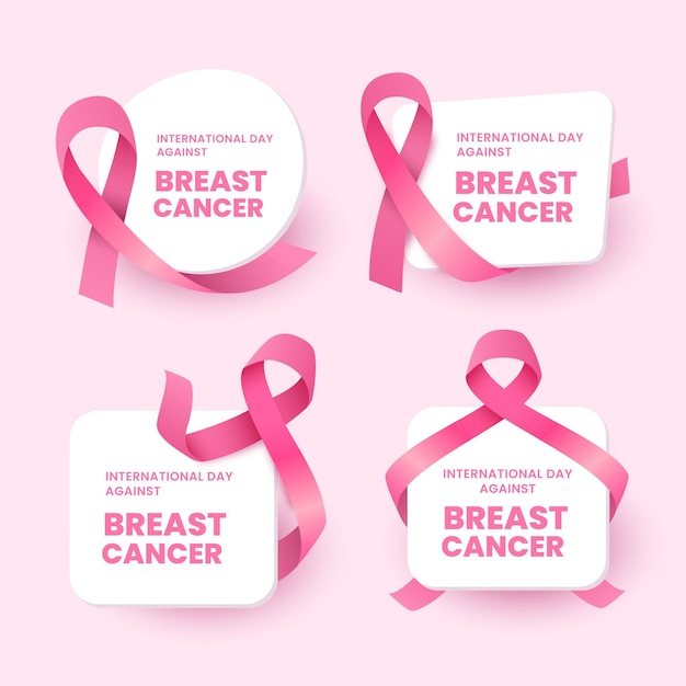 乳がんレタリングラベルコレクションに対する勾配国際デー