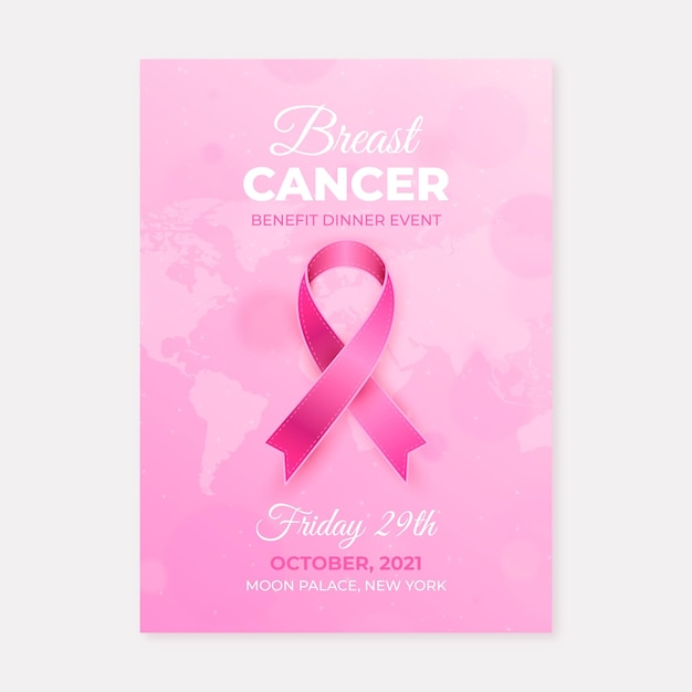 Gradient international day against breast cancer vertical flyer template