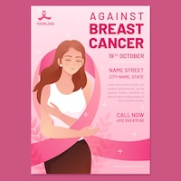 Gradient international day against breast cancer vertical flyer template