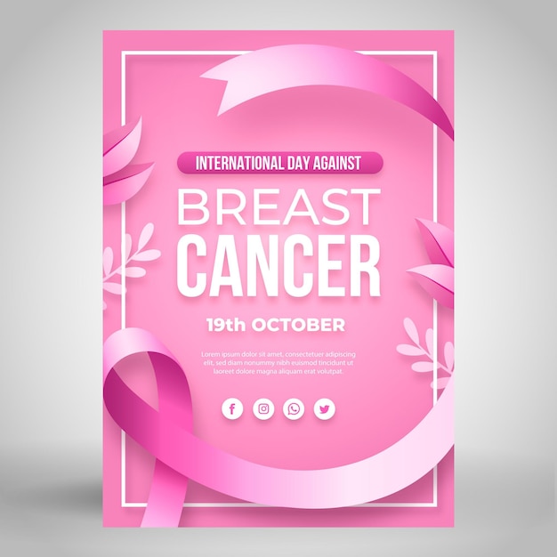 乳がん垂直ポスターテンプレートに対するグラデーション国際デー
