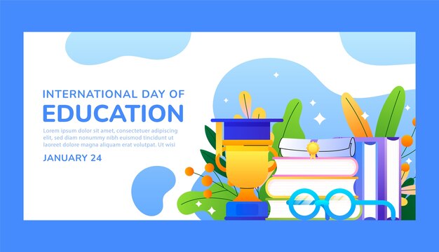 gradient international day of education horizontal banner template