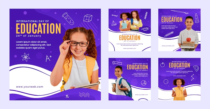 Free Vector gradient international day of education instagram posts collection