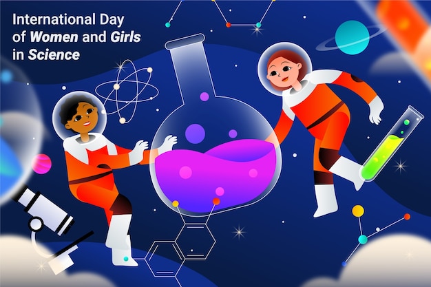 Free vector gradient international day of women and girls in science background