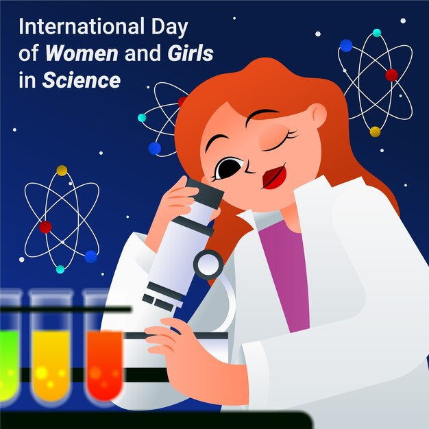 Gradient international day of women and girls in science illustration