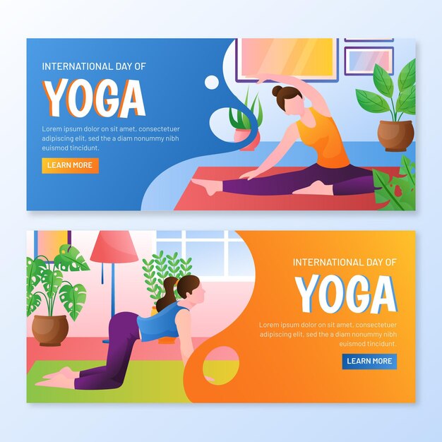 gradient international day of yoga banner template