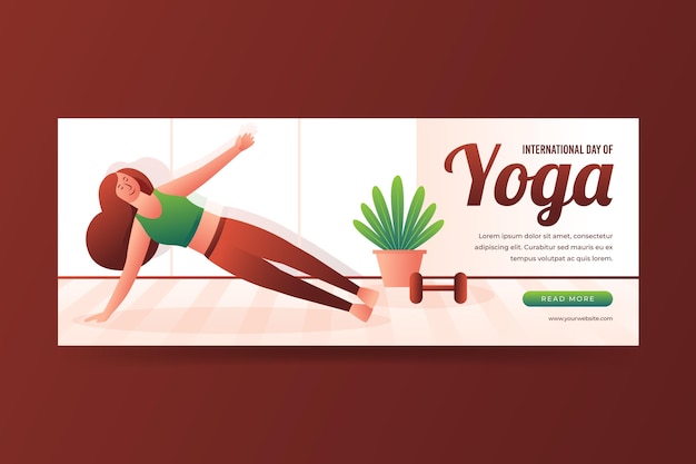 Vettore gratuito modello di banner giornata internazionale di yoga gradiente