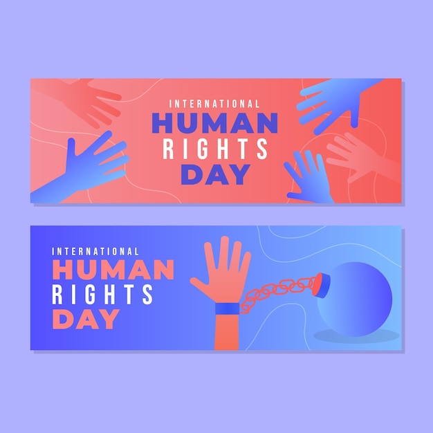 Free vector gradient international human rights day horizontal banners set