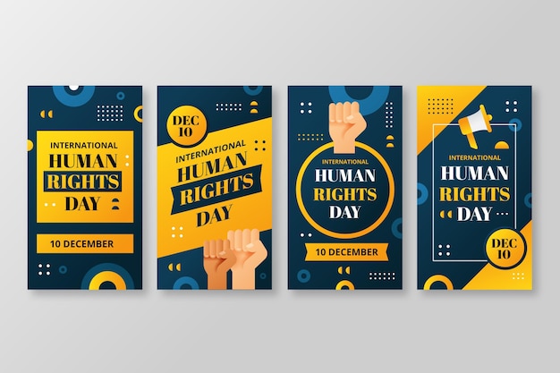 Free vector gradient international human rights day instagram stories collection