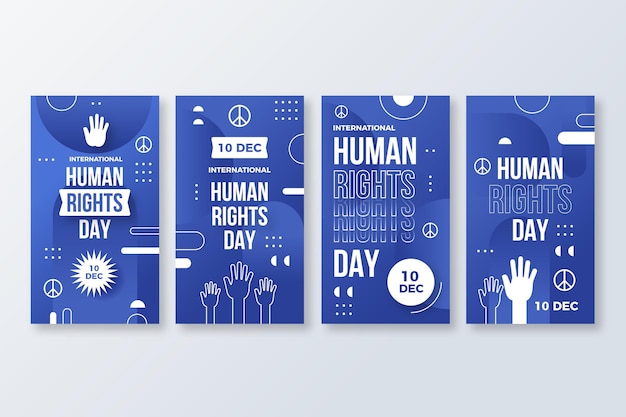 Free vector gradient international human rights day instagram stories collection