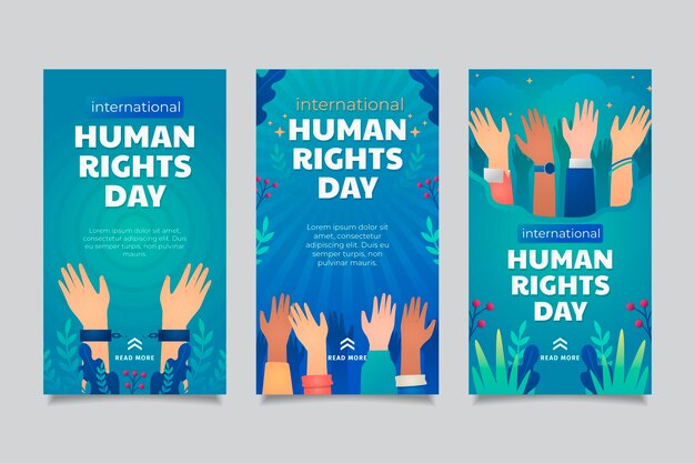 Gradient international human rights day instagram stories collection
