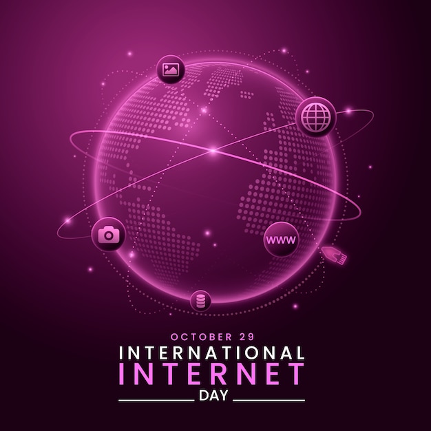 그라디언트 국제 인터넷 날 일러스트레이션