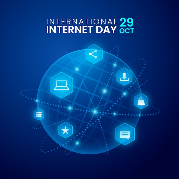 Gradient international internet day illustration