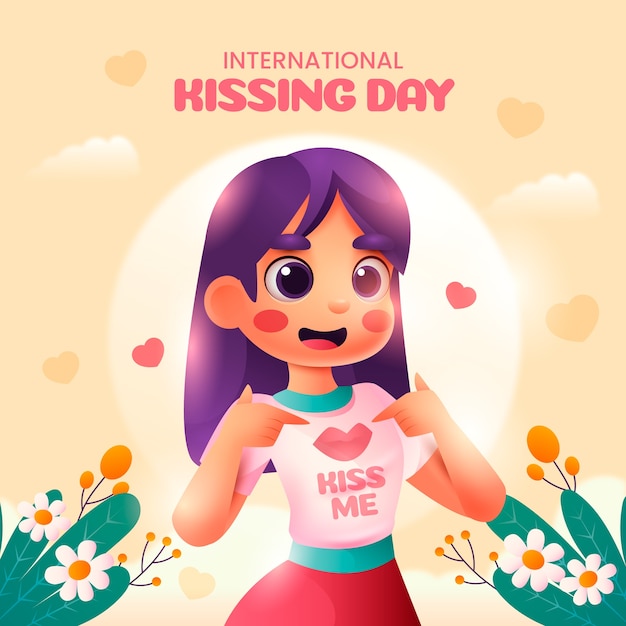 Free vector gradient international kissing day illustration