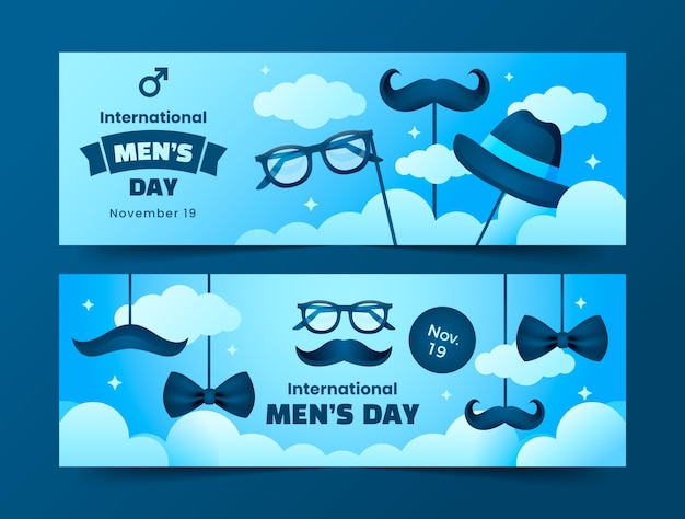 Gradient international men's day horizontal banners set