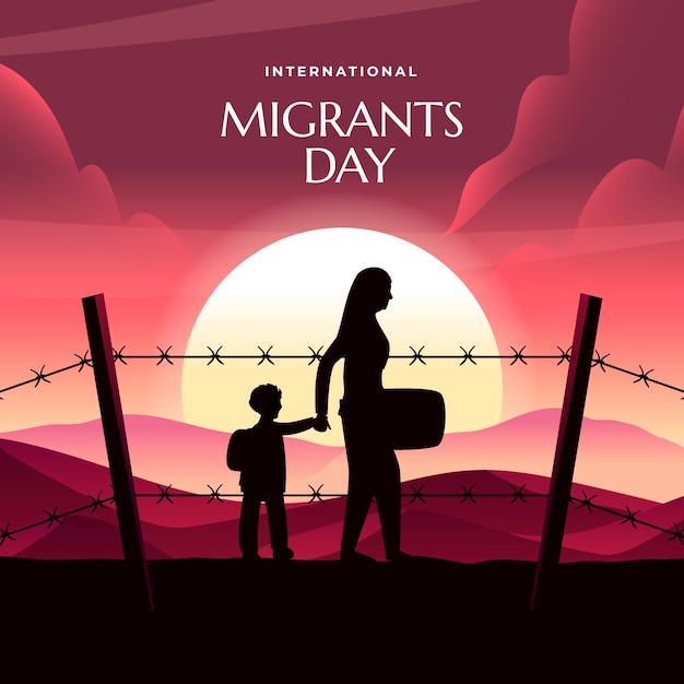 Gradient international migrants day illustration