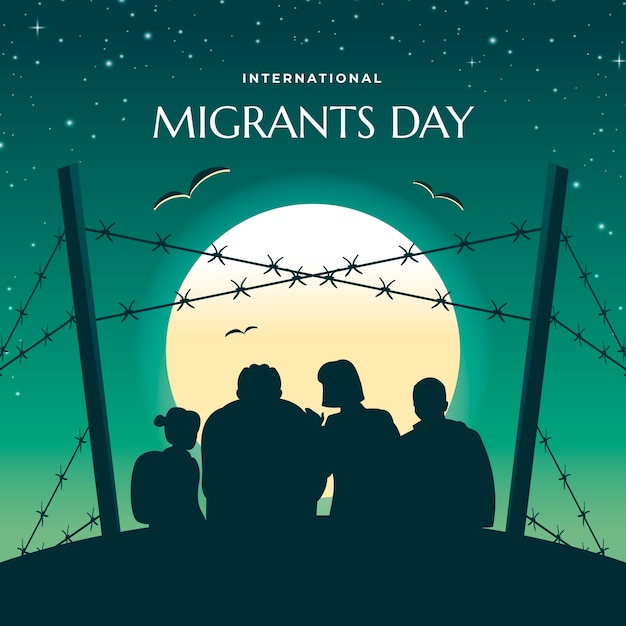 Illustrazione del giorno dei migranti internazionali in gradiente