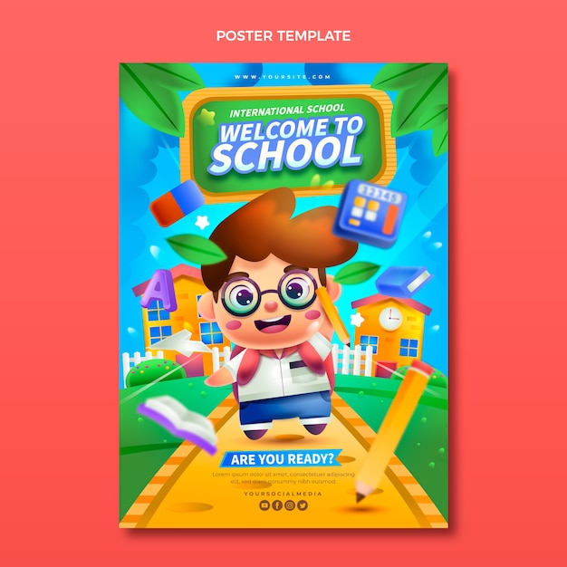 Free vector gradient international school poster design